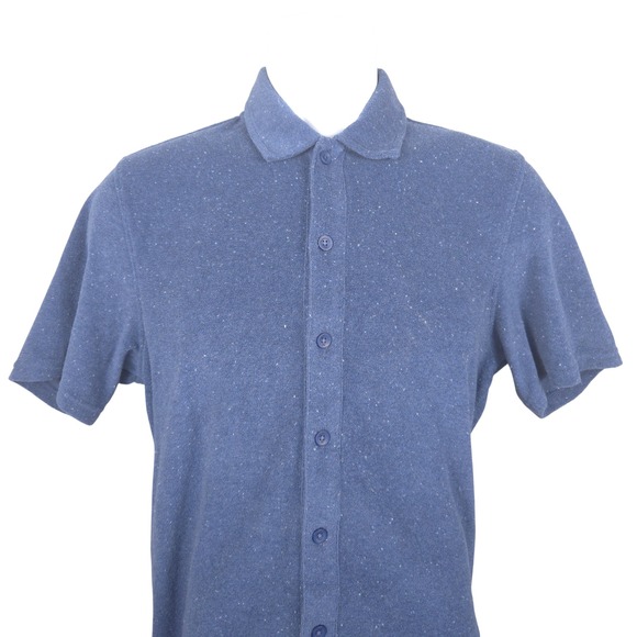 The Normal Brand Other - The Normal Brand Men's‎ Blue Speckled Knit Button Down Shirt Size S Short Sleeve